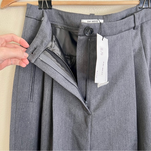 EMI MESS Avit Wool Satin High Waist Pants in Gris Gray - Picture 9 of 10